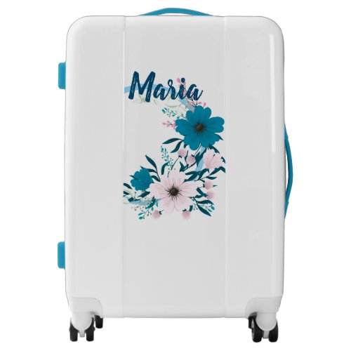 Blue Flowers Monogram Travel Luggage
