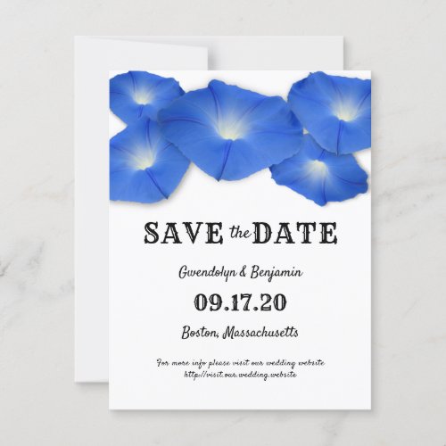 Blue Flowers Morning Glory Save the Date Cards