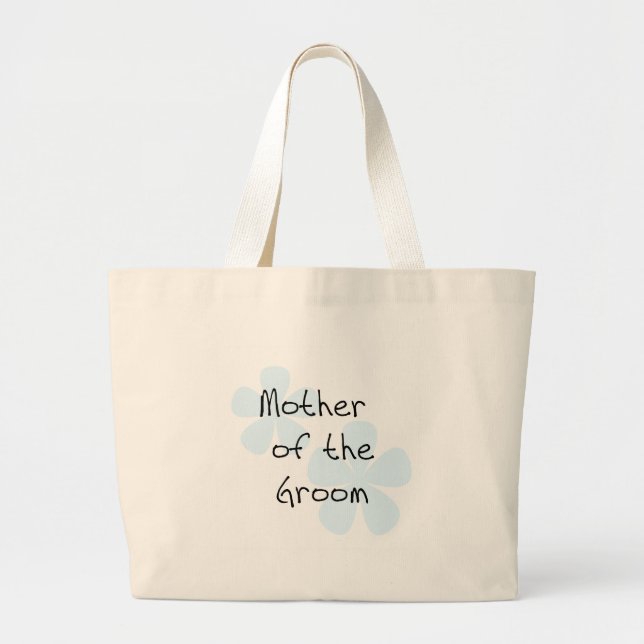 Blue Flowers Mother of Groom Large Tote Bag (Front)