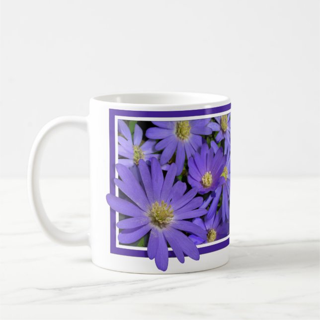 Blue Flowers Mug Coffee Cup Blue Daisies Cup (Left)