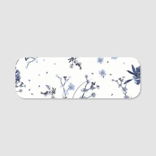 Blue flowers name tag