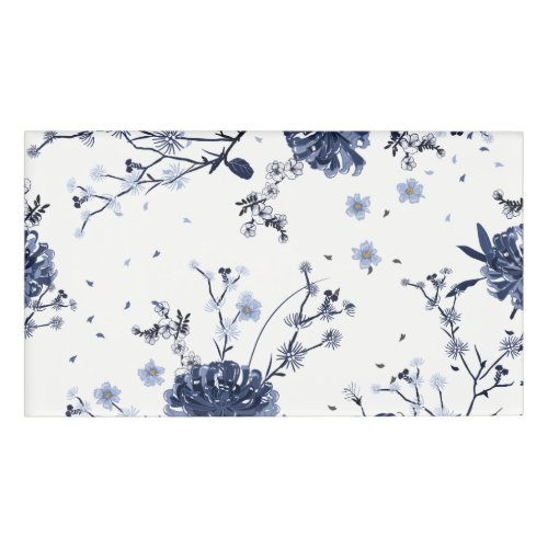 Blue flowers name tag