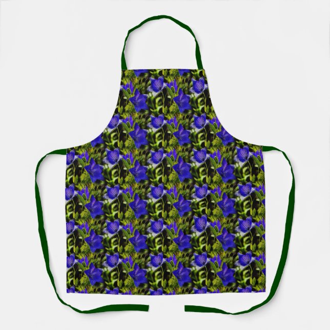 Blue Flowers Nature Art Pattern       Apron (Front)