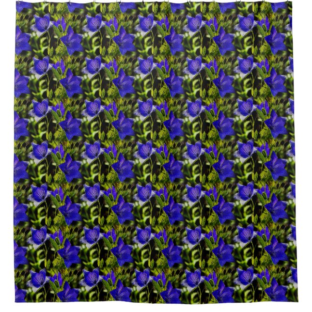 Blue Flowers Nature Art Pattern    Shower Curtain (Front)