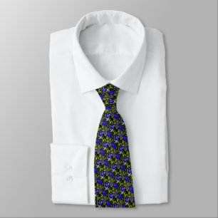 Blue Flowers Nature Art Small Pattern Neck Tie
