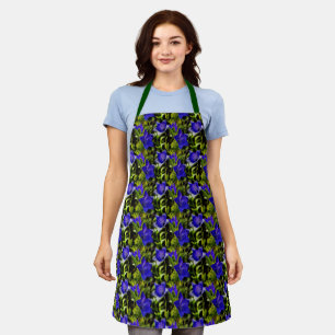 Blue Flowers Nature Pattern Apron