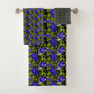 Blue Flowers Nature Pattern        Bath Towel Set