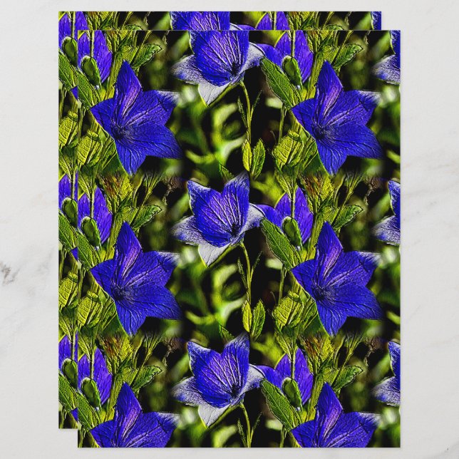 Blue Flowers Nature Pattern Scrapbook (Front/Back)