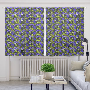Blue Flowers Nature Pattern Sheer Curtains
