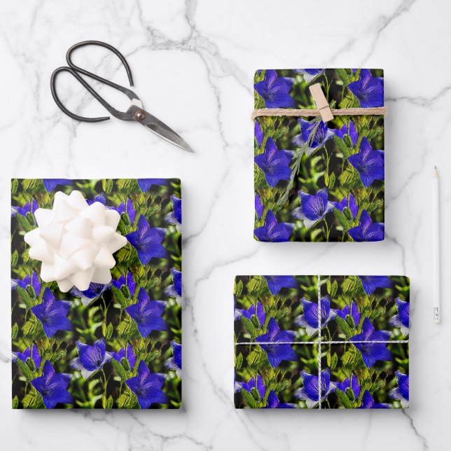 Blue Flowers Nature Pattern     Wrapping Paper Sheets (Front)