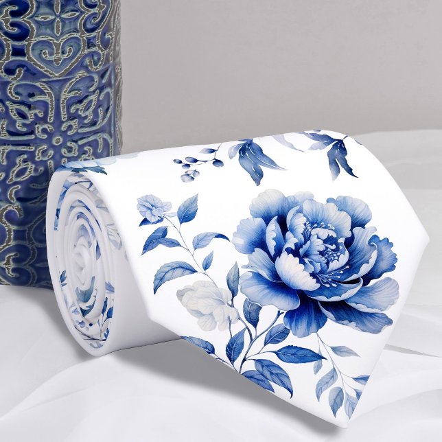 Blue flowers neck tie (Creator Uploaded)
