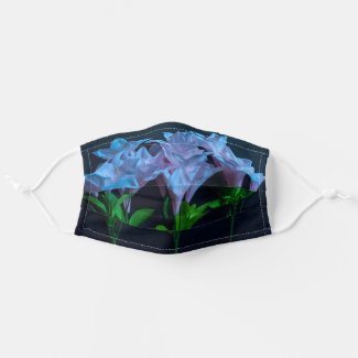 Blue Flowers on Black Cloth Face Mask
