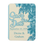 Blue Flowers on Cream Save the Date Magnet