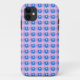 blue flowers on pink case