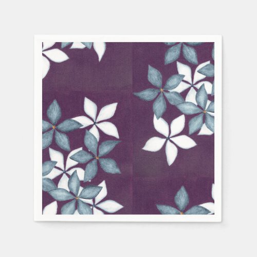 Blue flowers on plum background napkins
