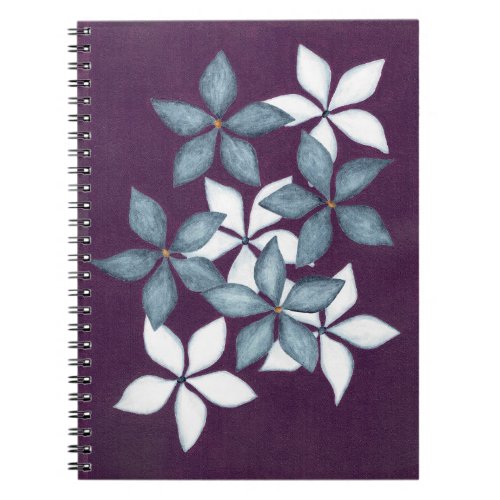 Blue flowers on plum background notebook