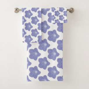 Blue Flowers Pattern   Bath Towel Set