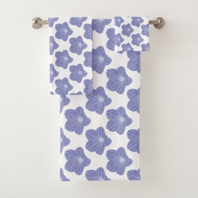 Blue Flowers Pattern   Bath Towel Set (Insitu)
