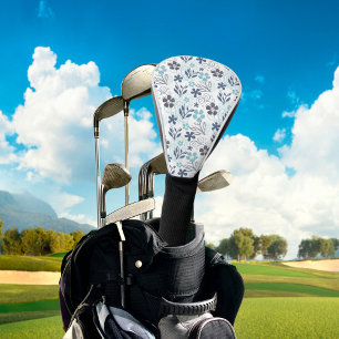 Blue Flowers Pattern Golf Head Cover