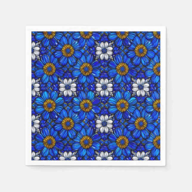 Blue flowers pattern napkins (Front)