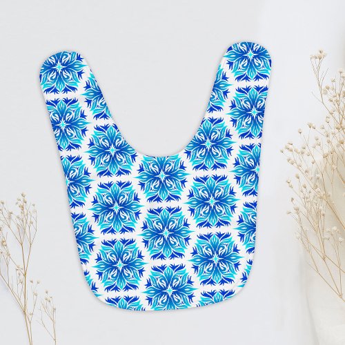 Blue Flowers Pattern Of Flowers Floral Pattern Baby Bib