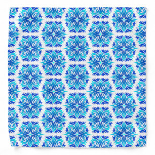 Blue Flowers, Pattern Of Flowers, Floral Pattern Bandana