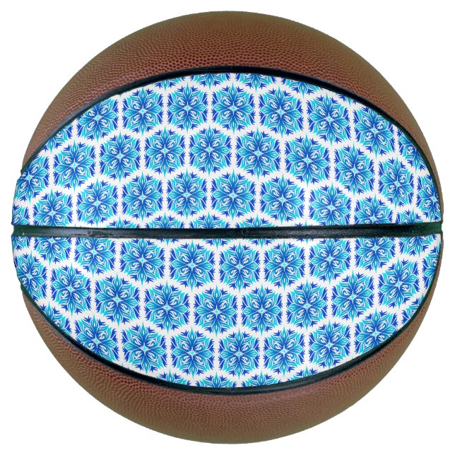 Blue Flowers, Pattern Of Flowers, Floral Pattern Basketball (Front)