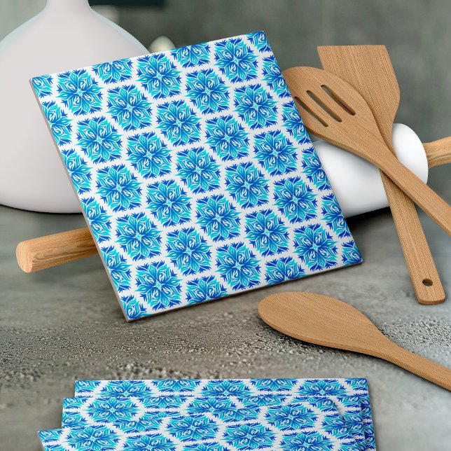 Blue Flowers, Pattern Of Flowers, Floral Pattern Ceramic Tile (Creator Uploaded)