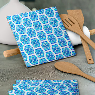 Blue Flowers, Pattern Of Flowers, Floral Pattern Ceramic Tile