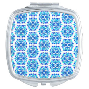 Blue Flowers, Pattern Of Flowers, Floral Pattern Compact Mirror