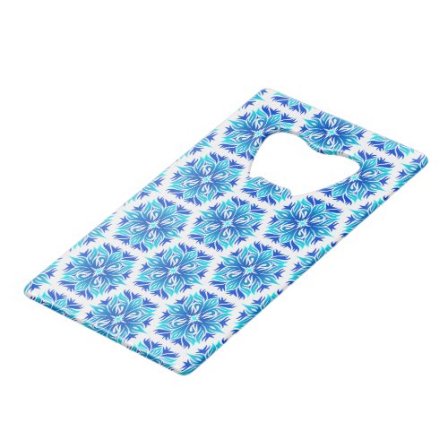 Blue Flowers Pattern Of Flowers Floral Pattern Credit Card Bottle Opener