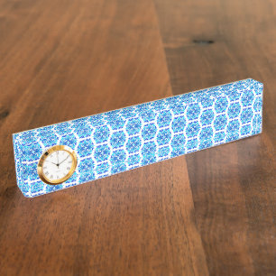Blue Flowers, Pattern Of Flowers, Floral Pattern Desk Name Plate