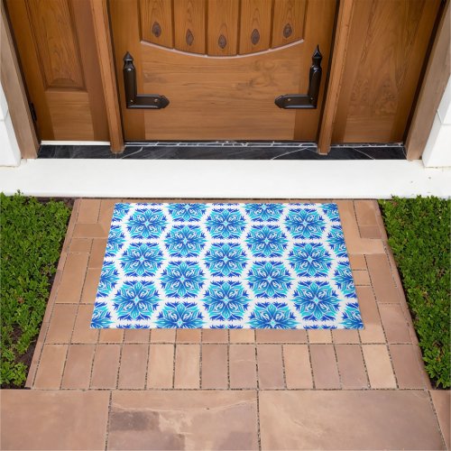 Blue Flowers Pattern Of Flowers Floral Pattern Doormat