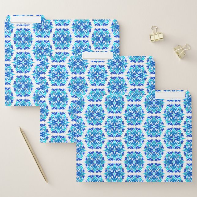 Blue Flowers, Pattern Of Flowers, Floral Pattern File Folder (Set)