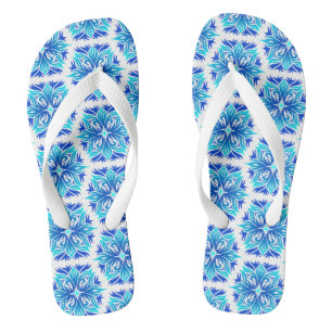 Blue Flowers, Pattern Of Flowers, Floral Pattern Flip Flops