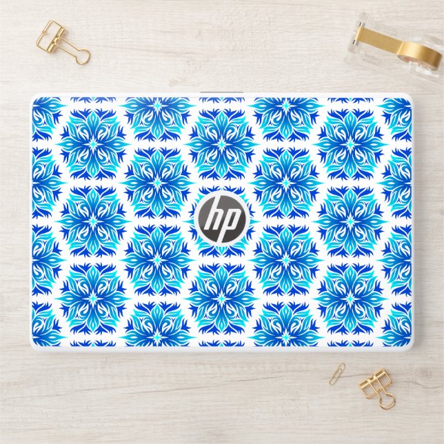 Blue Flowers, Pattern Of Flowers, Floral Pattern HP Laptop Skin (Desk)