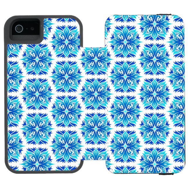 Blue Flowers, Pattern Of Flowers, Floral Pattern Incipio iPhone Wallet Case (Folio Open)