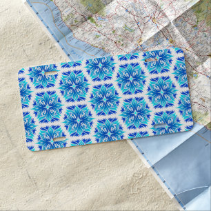 Blue Flowers, Pattern Of Flowers, Floral Pattern License Plate
