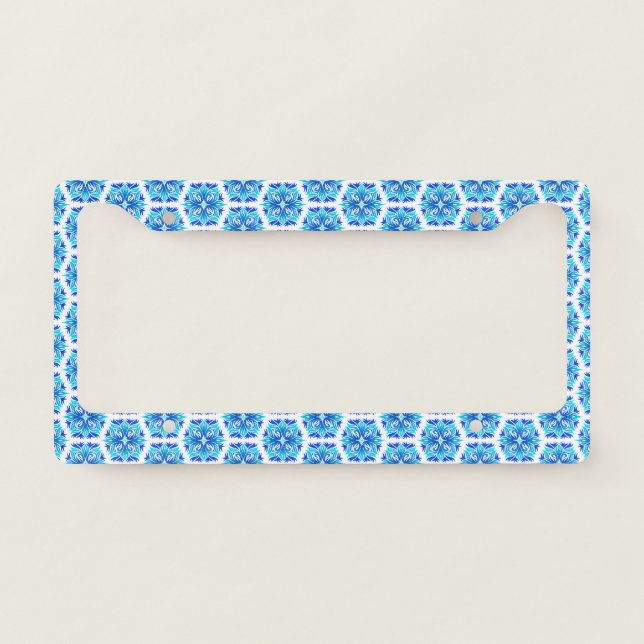 Blue Flowers, Pattern Of Flowers, Floral Pattern License Plate Frame (Front)