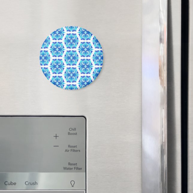 Blue Flowers, Pattern Of Flowers, Floral Pattern Magnet (In Situ (Fridge))