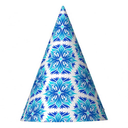 Blue Flowers Pattern Of Flowers Floral Pattern Party Hat