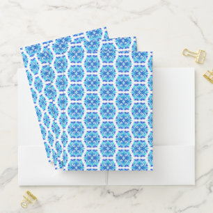 Blue Flowers, Pattern Of Flowers, Floral Pattern Pocket Folder