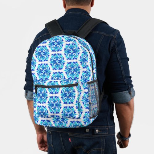 Blue Flowers Pattern Of Flowers Floral Pattern Printed Backpack