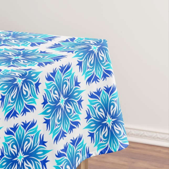 Blue Flowers, Pattern Of Flowers, Floral Pattern Tablecloth (In Situ)