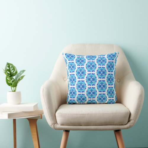 Blue Flowers Pattern Of Flowers Floral Pattern Throw Pillow