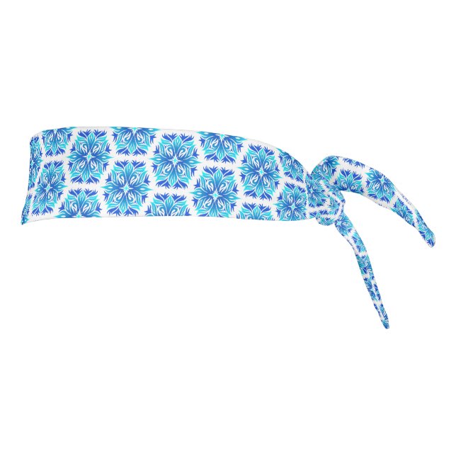 Blue Flowers, Pattern Of Flowers, Floral Pattern Tie Headband (Rotate 90)