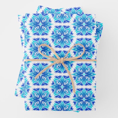 Blue Flowers Pattern Of Flowers Floral Pattern Wrapping Paper Sheets