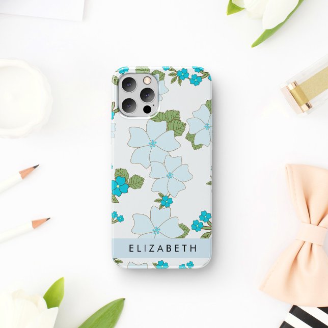 Blue Flowers, Pattern Of Flowers, Your Name iPhone Case (Creator Uploaded)