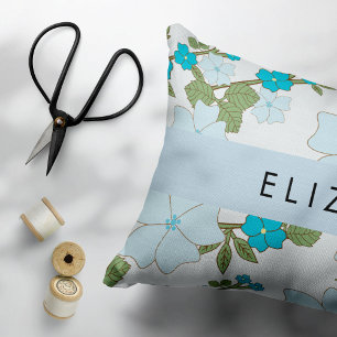 Blue Flowers, Pattern Of Flowers, Your Name Pillow Case