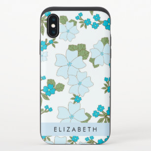 Blue Flowers, Pattern Of Flowers, Your Name iPhone X Slider Case